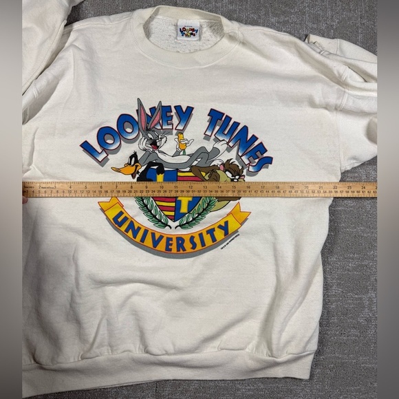 Vintage 1990s Looney Tunes University Bugs Bunnt Crew Neck Sweatshirt READ - Picture 10 of 11